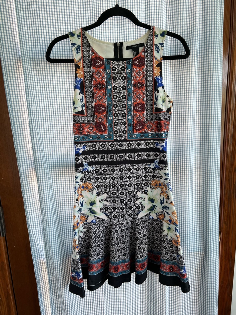 Forever 21 Multicolor Floral & Geometric Fit-and-Flare Dress